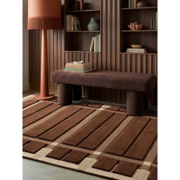 Tappeto marrone/beige in lana tessuto a mano 120x170 cm – Asiatic Carpets-image-1