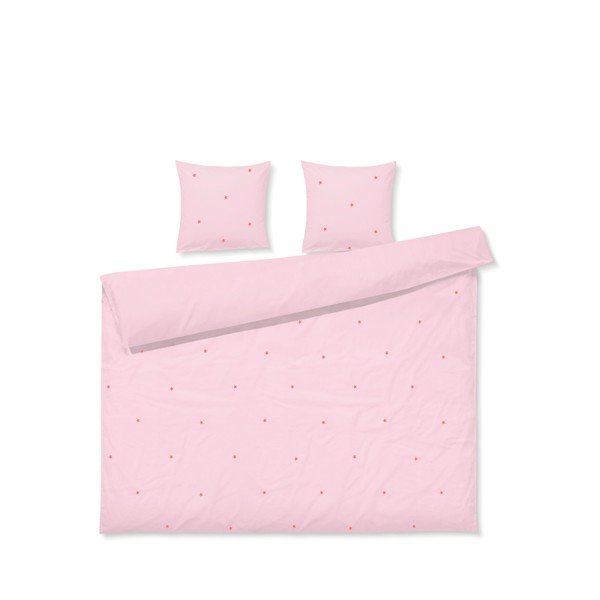 Set copripiumino e federa rosa in percalle di cotone per letto matrimoniale o esteso 200x220 cm Daisy – JUNA