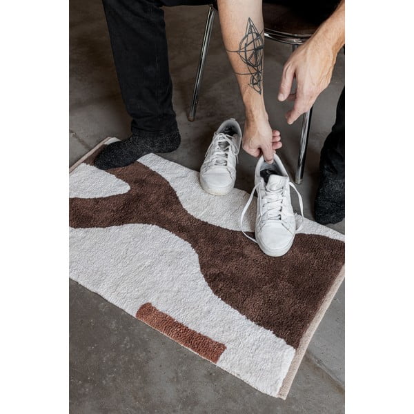 Tappeto in cotone lavabile bianco e marrone 50x80 cm Figura - Mette Ditmer Denmark-image-1