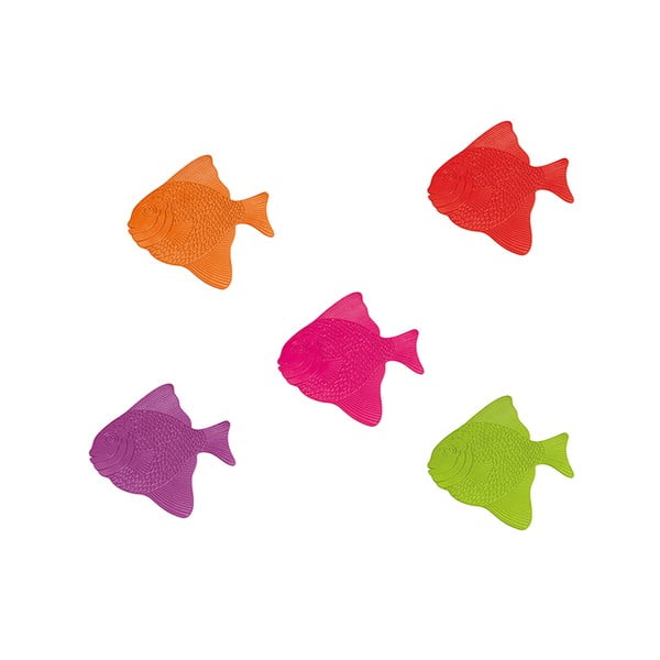 Set di tappetini antiscivolo per bambini 5 pz per la vasca 16x16,5 cm Poissons – MSV-image-1