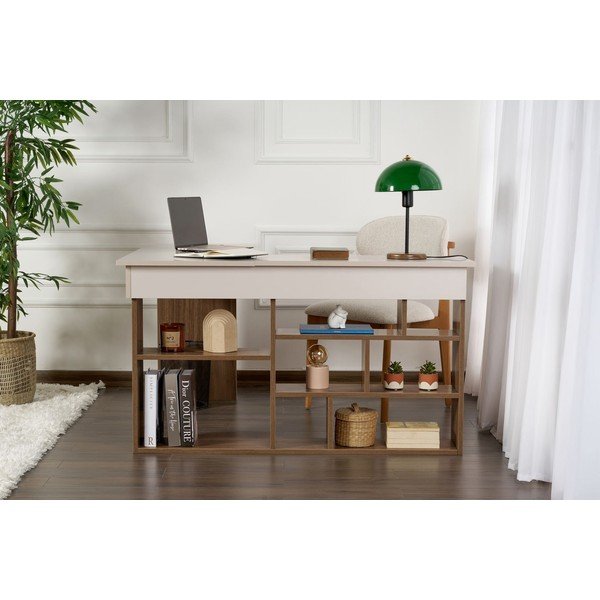 Scrivania angolare con effetto noce 120x130 cm Vesper – Kalune Design-image-1