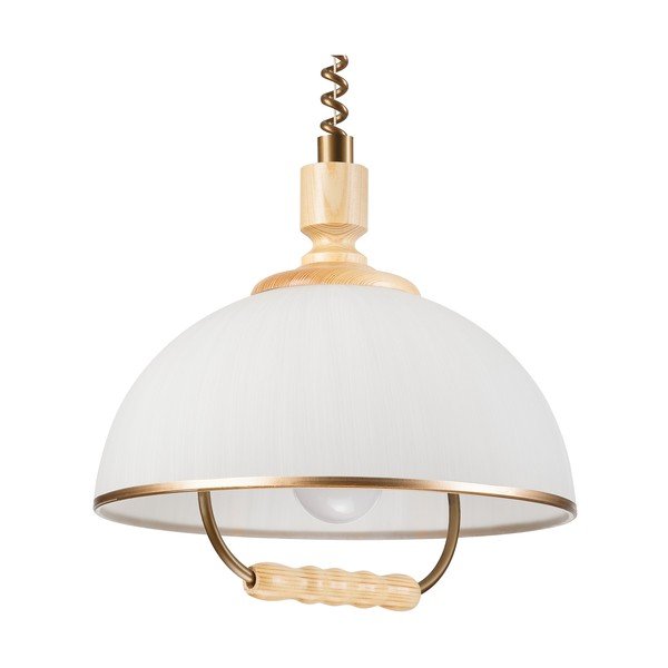 Lampadario di colore bronzo-naturale con paralume in vetro ø 30 cm Ramona - LAMKUR-image-4