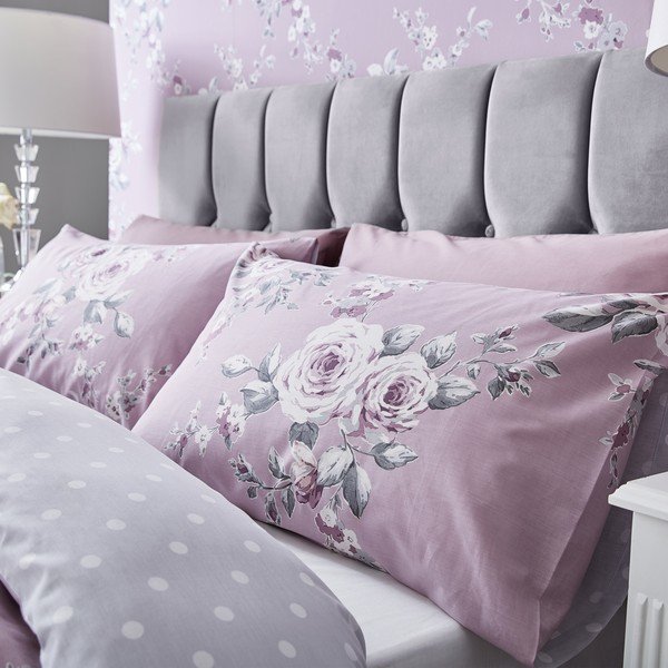 Biancheria da letto viola chiaro Rose, 200 x 200 cm Canterbury - Catherine Lansfield-image-2