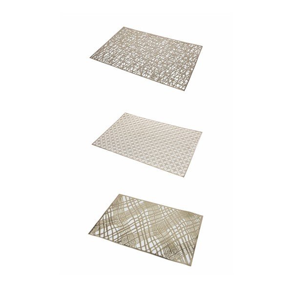 Set di 6 tovagliette bianche e oro Villa d'Este Geometric, 30 x 45 cm - VDE Tivoli 1996