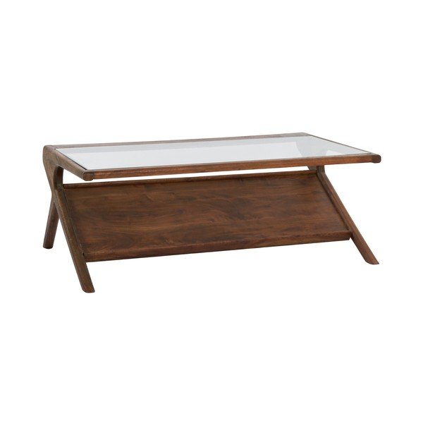 Tavolino da salotto di colore naturale con piano in vetro 70x112 cm Yuki – Light & Living