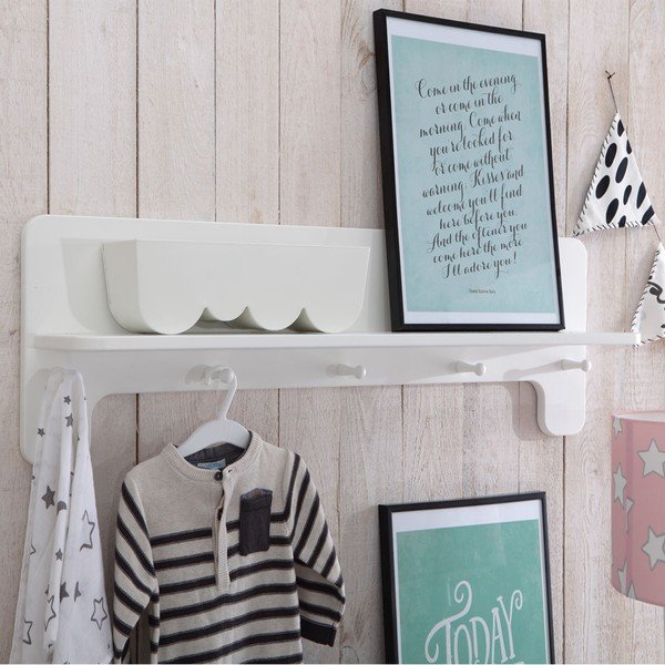 Appendiabiti da parete bianco per bambini con ripiano Moon - Pinio-image-2