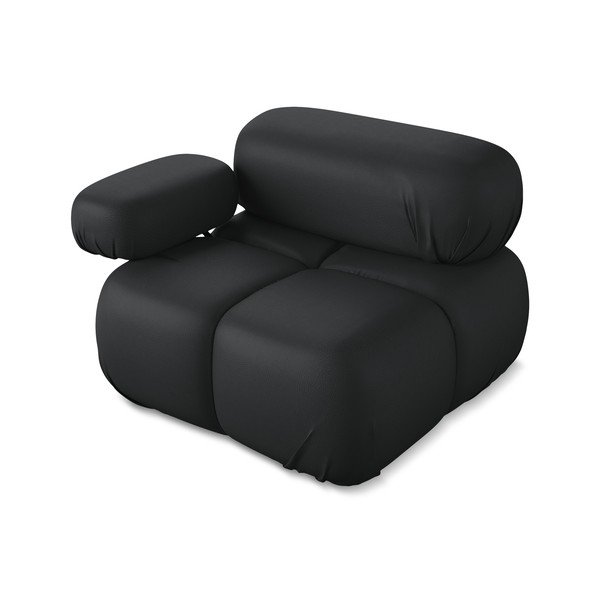 Parte divano componibile nero (con penisola a sinistra) con rivestimento in finta pelle Lokua – Makamii-image-3