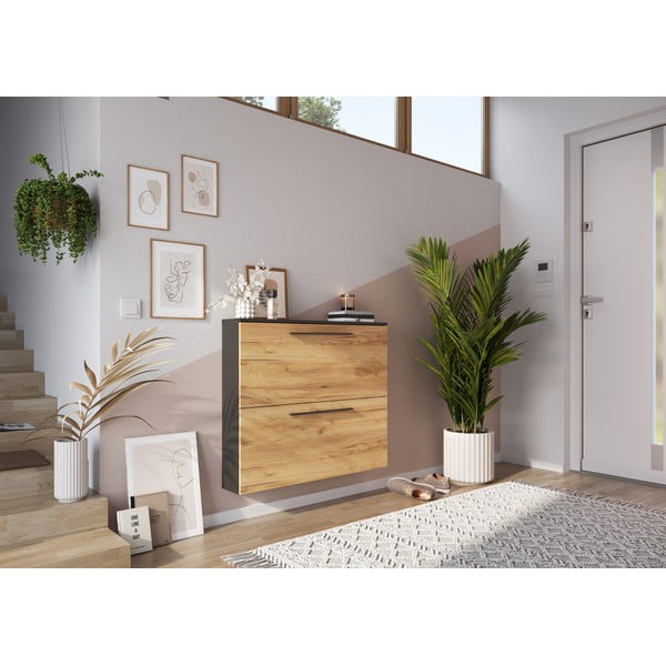 Scarpiera a battente grigio scuro in rovere Wildomar - Germania-image-3