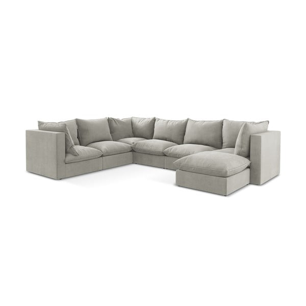 Divano angolare grigio chiaro (con penisola a sinistra/a U) Manao – Makamii