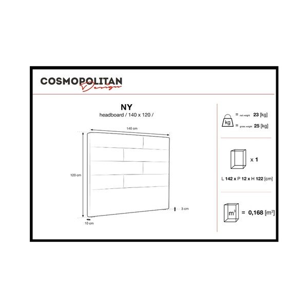 Testata nera New York, larghezza 140 cm - Cosmopolitan Design-image-4