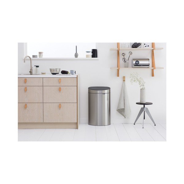 Cestino per la spazzatura in acciaio in argento opaco touch 40 l Touch Bin – Brabantia-image-1