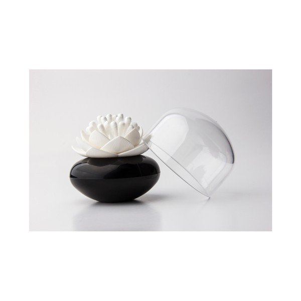 Černo-bílý stojánek na vatové tyčinky Qualy&CO Lotus Cotton Bud-image-1