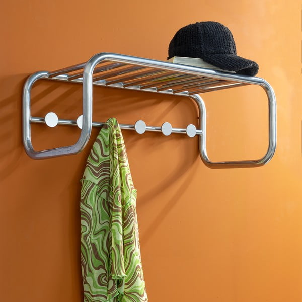 Attaccapanni da parete argentato in metallo con scaffale 72 cm Retro – Spinder Design-image-4