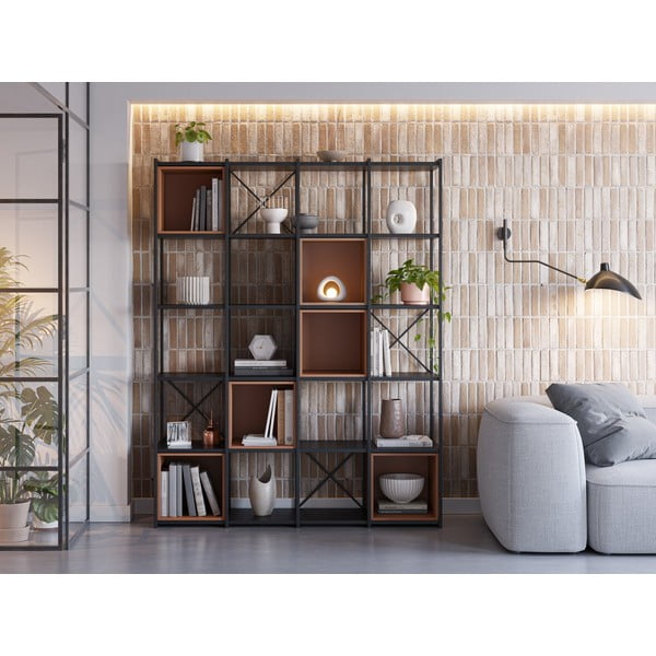 Libreria in nero e mattone 140x179 cm Anya - Marckeric-image-1