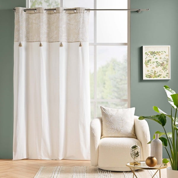 Tenda bianca/beige in misto cotone 140x240 cm Altea – douceur d'intérieur-image-1