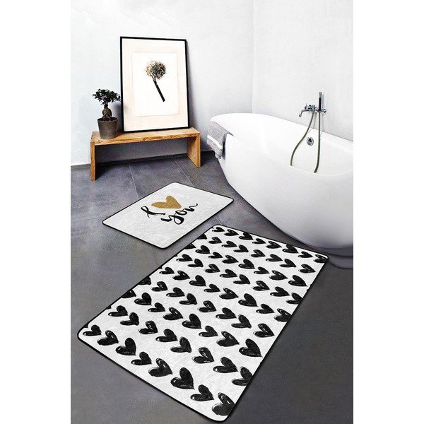 Tappetini da bagno bianco-nero in set da 2 100x60 cm - Minimalist Home World-image-2