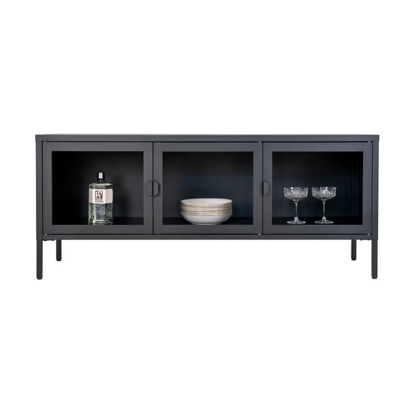 Tavolo TV in metallo nero 130x55 cm Brisbane - House Nordic-image-3