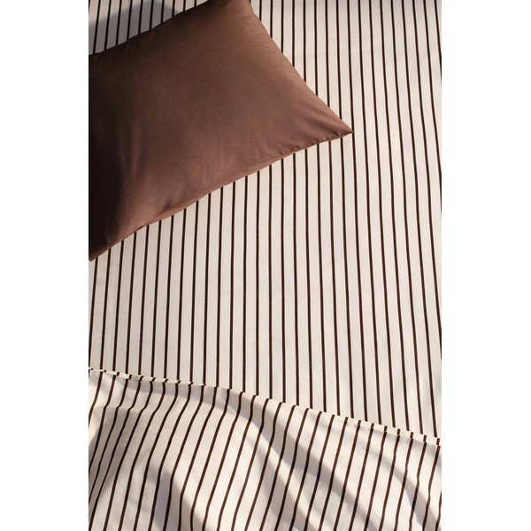 Lenzuolo con angoli color crema/marrone scuro in cotone organico 90x200 cm Sima – Jotex-image-2