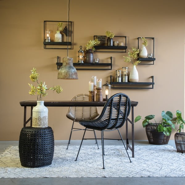 Scaffale in legno di abete nero opaco Maddison - Light & Living-image-1