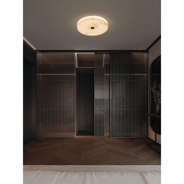 Plafoniera LED color crema/color ottone con effetto pietra con intensità regolabile Serita – Nova Luce-image-1