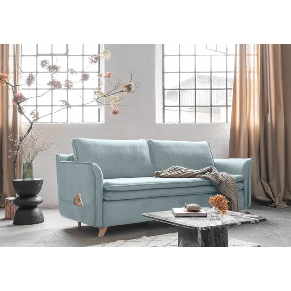 Divano in velluto azzurro 225 cm Charming Charlie - Miuform-image-3