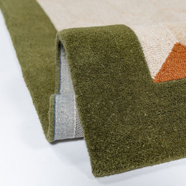 Passatoia verde/di colore naturale in lana tessuta a mano 60x230 cm Apex Border Wool – Flair Rugs-image-3