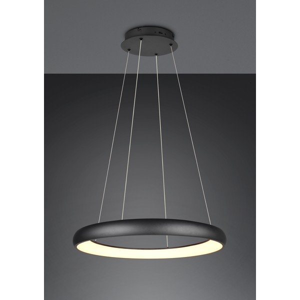 Lampadario nero opaco a LED dimmerabile con paralume in metallo ø 75 cm Cardona - Trio-image-1