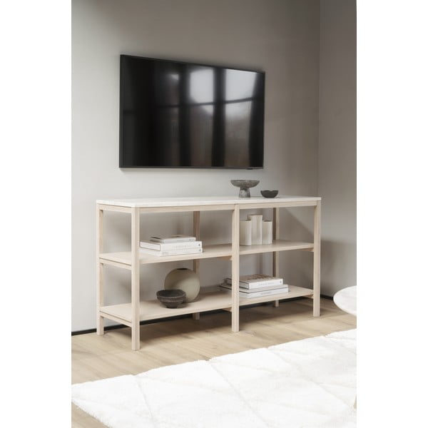 Consolle bianca con piano in pietra 140x40 cm Orwel - Rowico-image-1