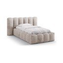 Letto singolo imbottito marrone chiaro con contenitore con rete inclusa 90x200 cm Lupine – Micadoni 