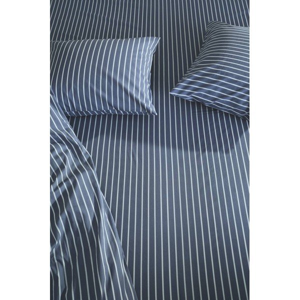Lenzuolo con angoli bianco/blu in cotone organico 160x200 cm Sima – Jotex-image-2