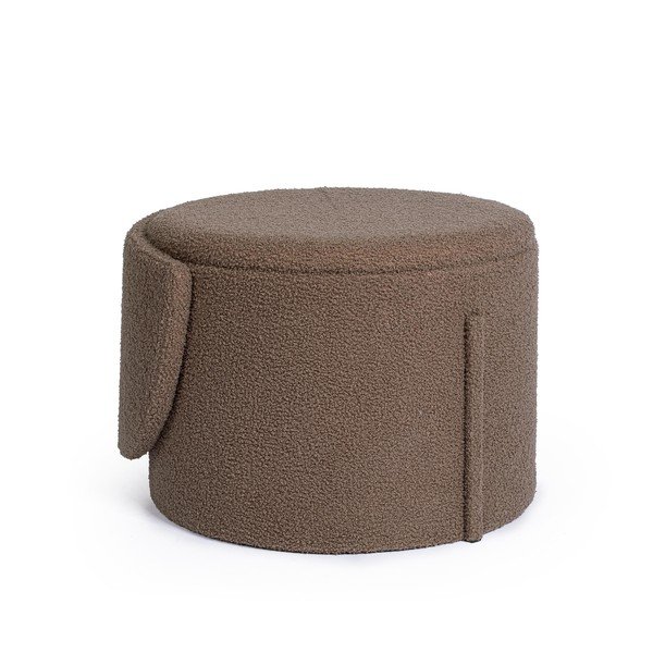 Poggiapiedi grigio tortora con rivestimento in bouclé Anthea – Yes Everyday-image-3