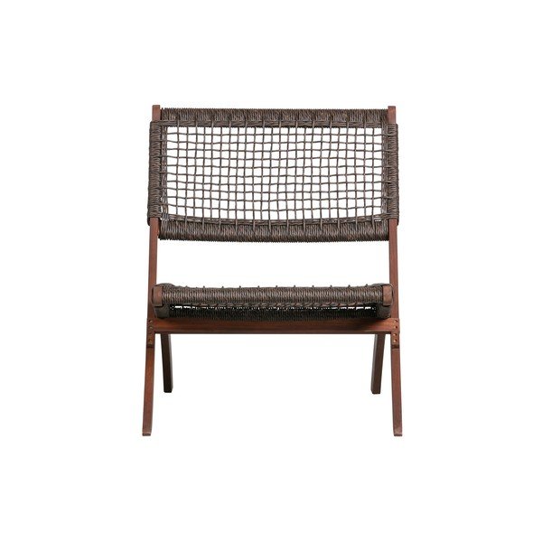 Poltrona pieghevole da giardino marrone scuro in legno di rombo Lois - WOOOD-image-1