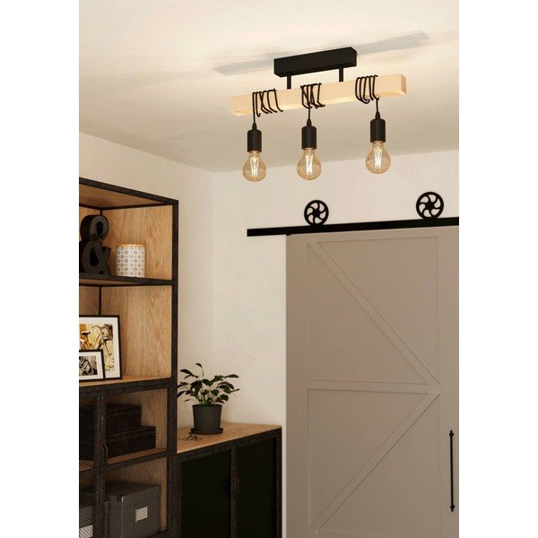 Lampadario nero/di colore naturale TOWNSHEND – EGLO-image-1