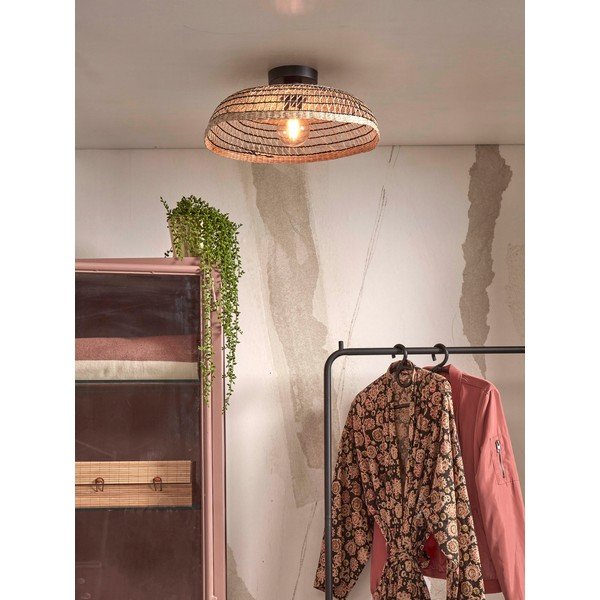 Lampada da soffitto con paralume in seagrass in colore nero-naturale ø 45 cm Pantanal - Good&Mojo-image-3