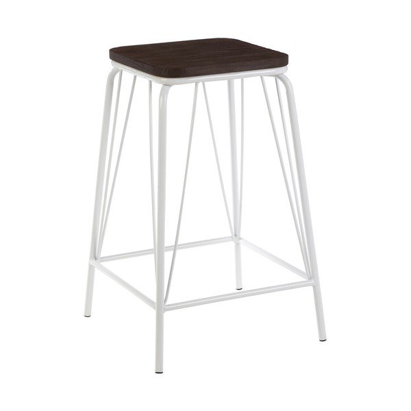 Sgabello bianco/colore naturale scuro in olmo massiccio District – Premier Housewares