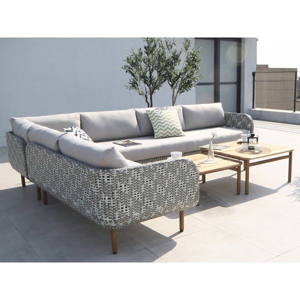 Set da giardino in rattan artificiale grigio per 6 persone Norheim - Bonami Selection-image-2
