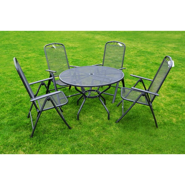 Sedia da giardino in metallo nero - Rojaplast-image-4