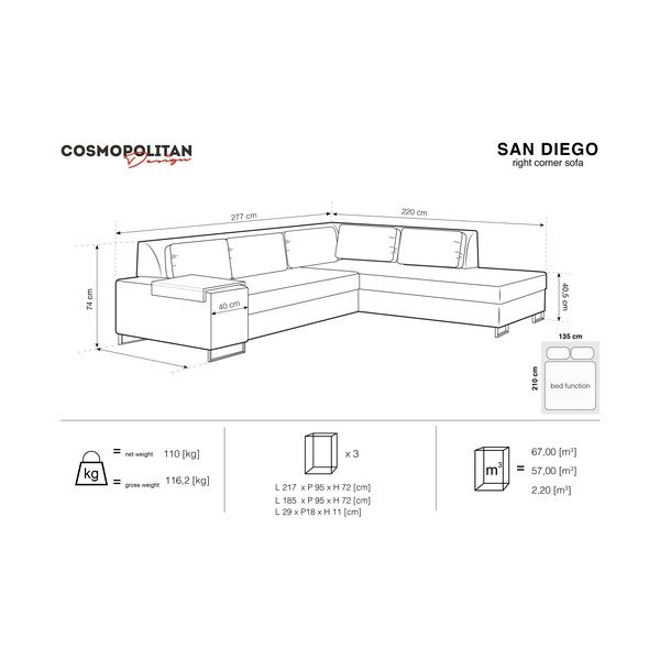 Zelená rozkládací pohovka Cosmopolitan Design San Diego, pravý roh-image-2