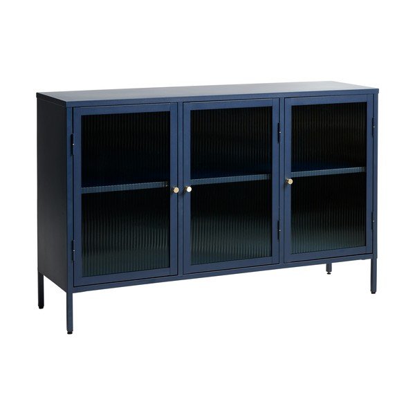 Vetrina in metallo blu Bronco, altezza 85 cm - Unique Furniture-image-1