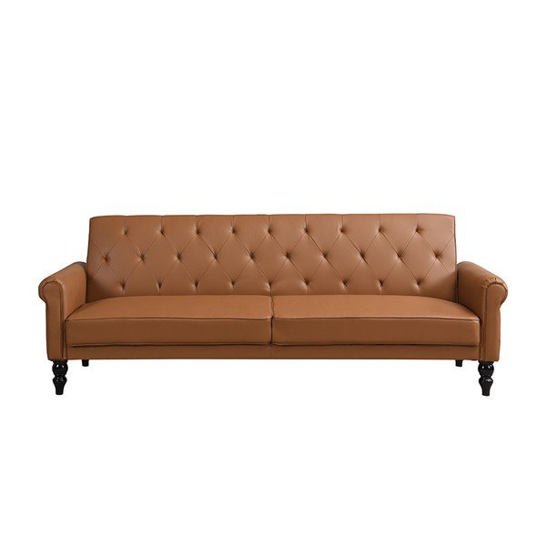 Divano marrone cognac reclinabile/allungabile con rivestimento in finta pelle 222 cm Tyne – Støraa