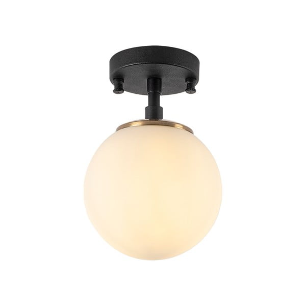 Lampada da soffitto bianca e nera con paralume in vetro ø 15 cm Atmaca - Opviq lights