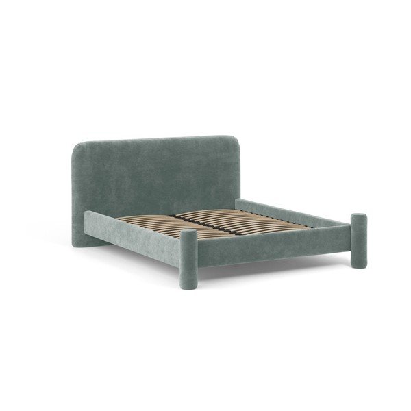 Letto matrimoniale imbottito azzurro con rete inclusa 160x200 cm Vera – Micadoni -image-1