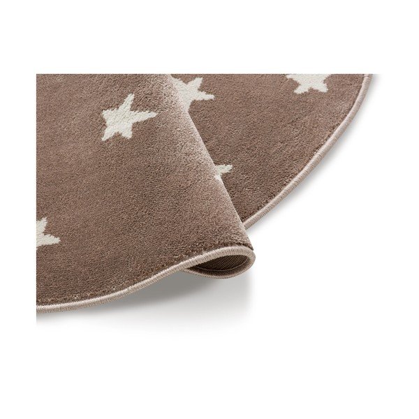 Tappeto rotondo marrone con stelle Stelle, ø 80 cm - KICOTI-image-1