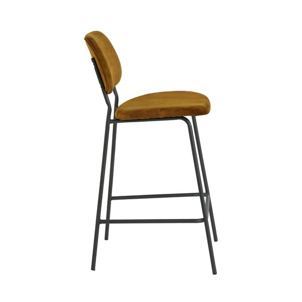 Sgabello da bar in velluto senape 92 cm Emma - Light & Living-image-2