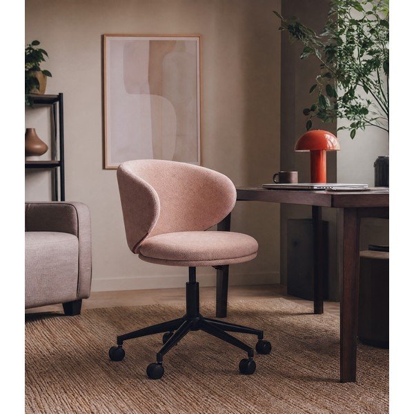 Sedia da ufficio rosa chiaro in imbottito Rush – Marckeric-image-1