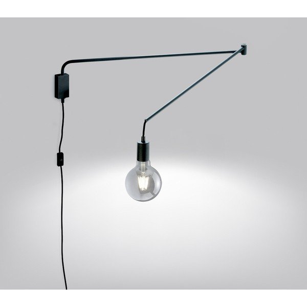 Lampada da parete nera opaca con alimentazione a corrente con struttura flessibile Line – Trio-image-1