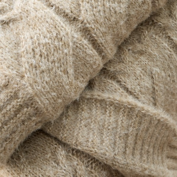 Coperta beige a maglia 150x200 cm Cable Knit - Bianca-image-1