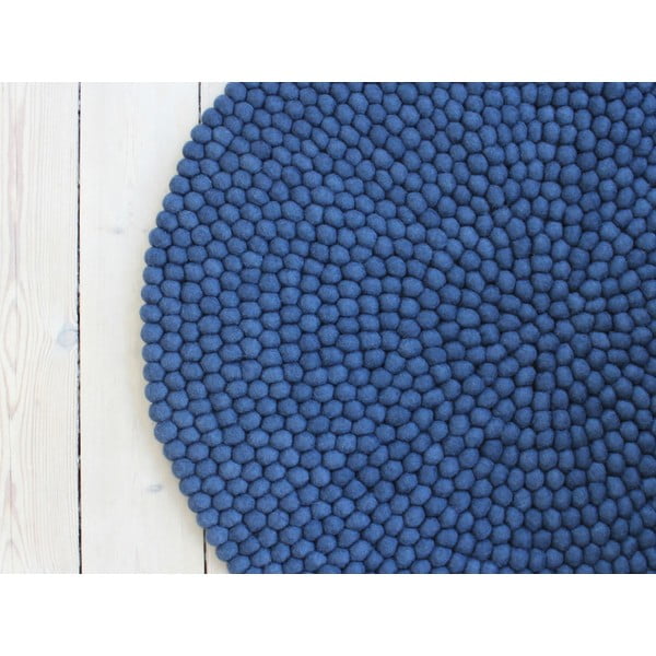 Tappeto in lana blu, ⌀ 120 cm Ball Rugs - Wooldot