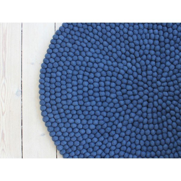 Tappeto in lana blu, ⌀ 200 cm Ball Rugs - Wooldot