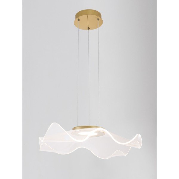 Lampadario LED dorato in alluminio con paralume in vetro acrilico Siderno – Nova Luce-image-4